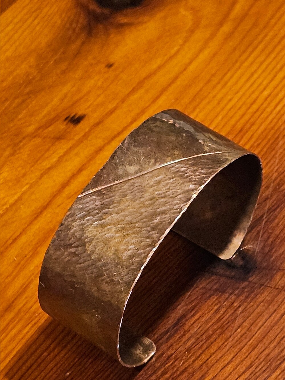 Artisan 1970s Hammered Copper Cuff Bracelet